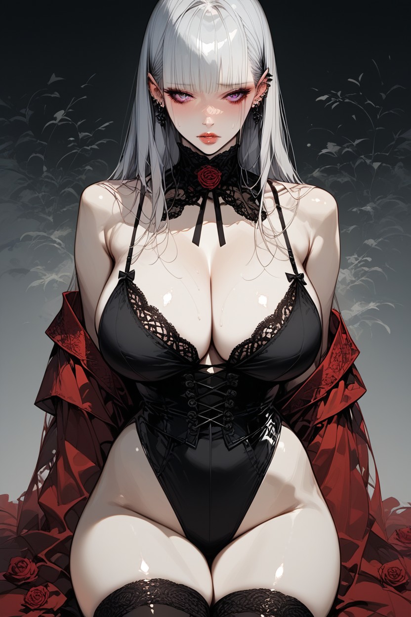 Full Lips, Front View, Thigh High Socks Hentai AI Porn