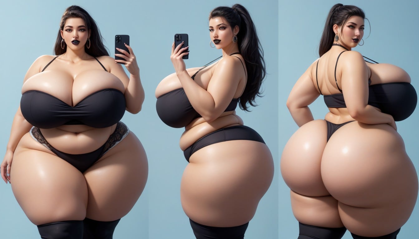 Hyper Mega Fat Ass Expansion, Hyper Fat Thick Curvy Fuller Figured Asian American College Woman, Breast Expansion BBW AI Porn