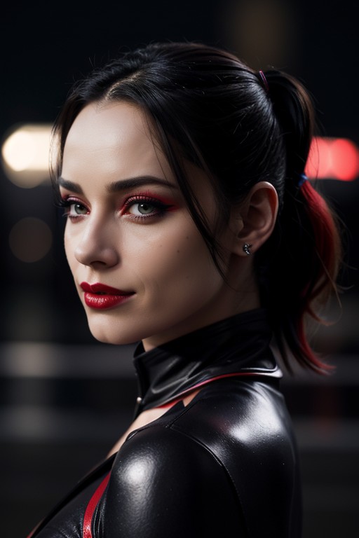 Harley Quinn From Dc Universe, Dramatic Eyeliner, Cinematic Depth AI Porn