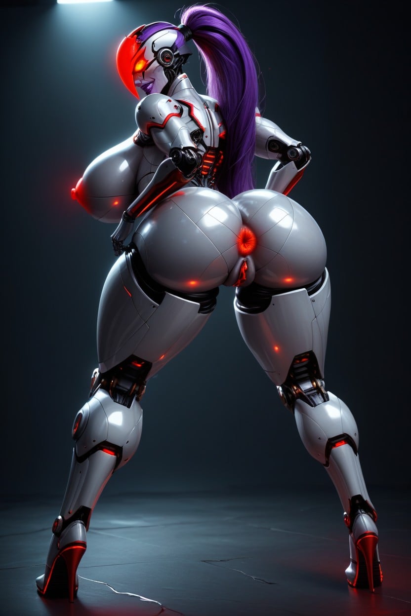 Enormous Dark Red Metallic Areola, Sexbot, Massive Breast AI Porn