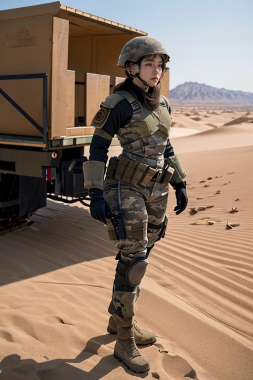 Military Blouse Boots, Ass Bigger Than Torso, Ultra High Details Porno asiático IA
