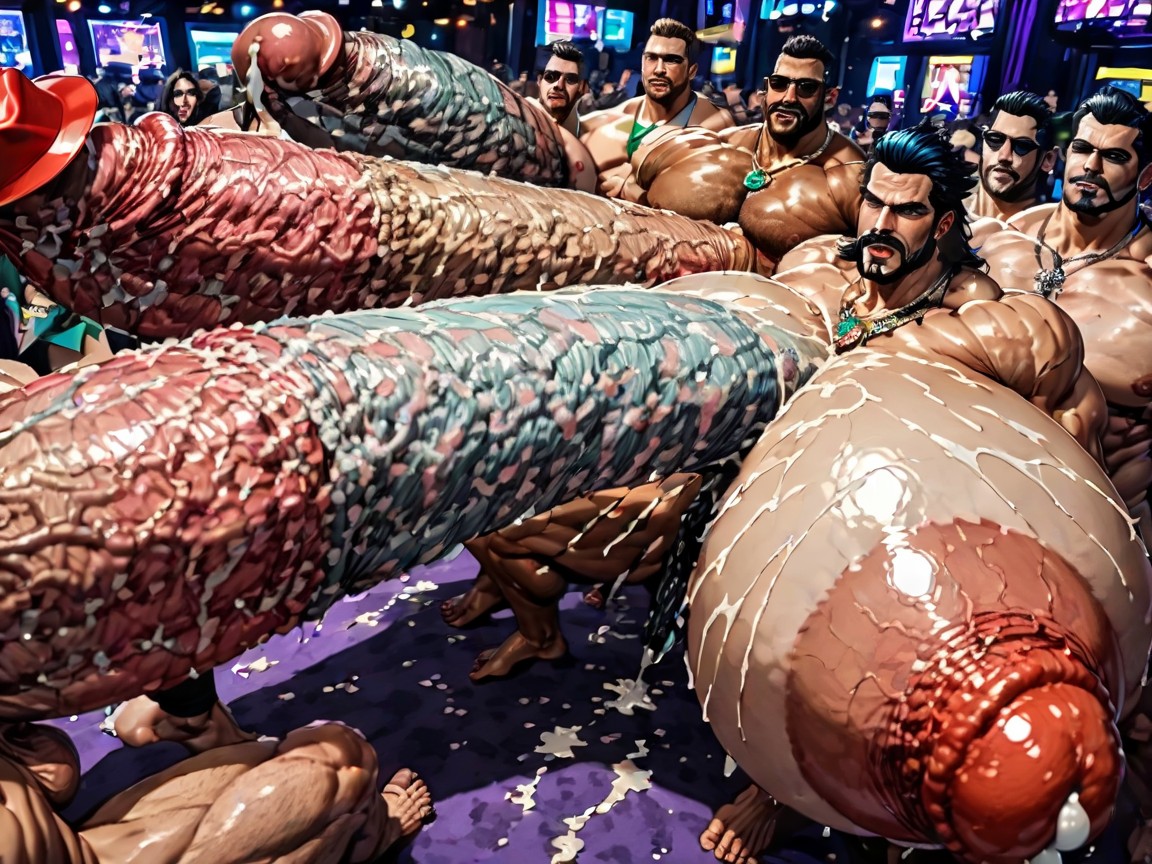 엄청나게 긴 하이퍼 페니스, 확대, 팔 뒤로 게이 AI 포르노