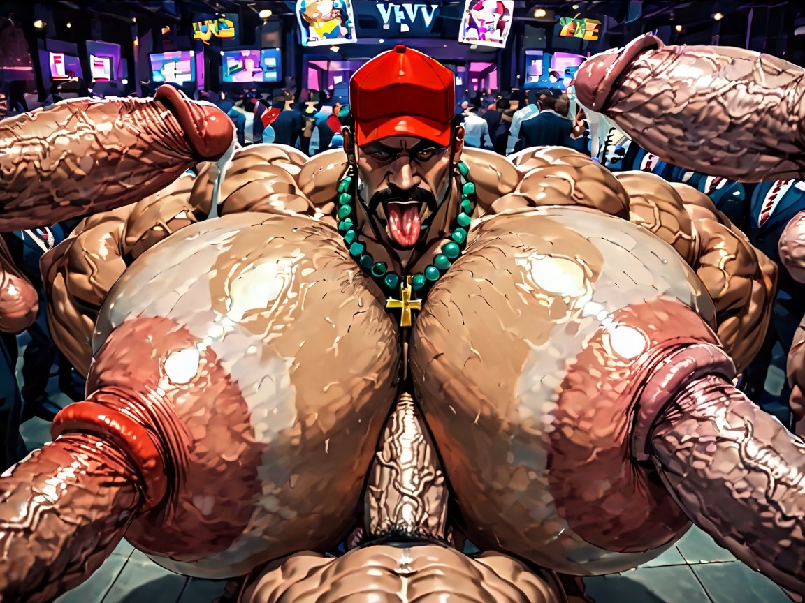 Huge Hyper Cocks Pushing Up Hyper Boobs, Lactating Boobs, Rough Hyper Huge Cocks Everywhere On Him AI Gay Porn