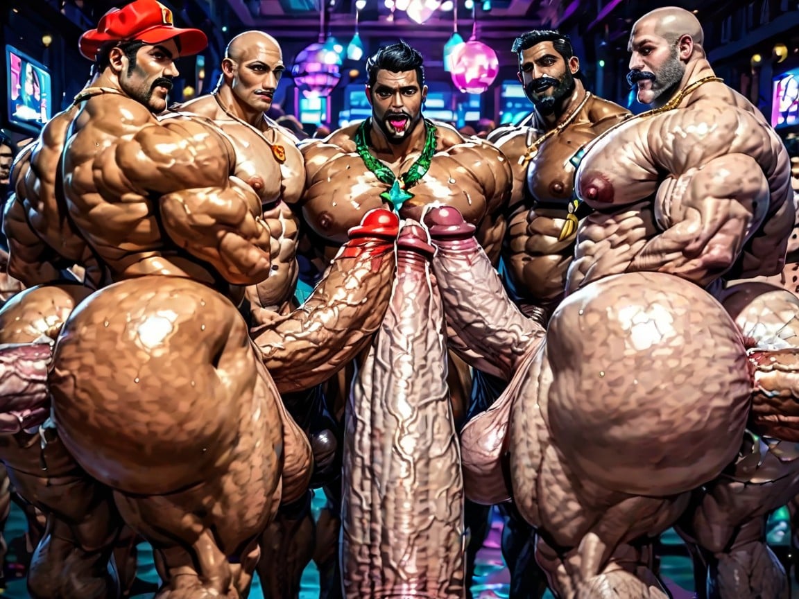 Double Penetration In Mouth, Tongue Out, Close Up AI Gay Porn