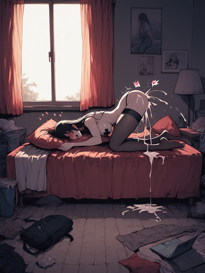 Black Hair, Pronebone, Backlighting Hentai AI Porn