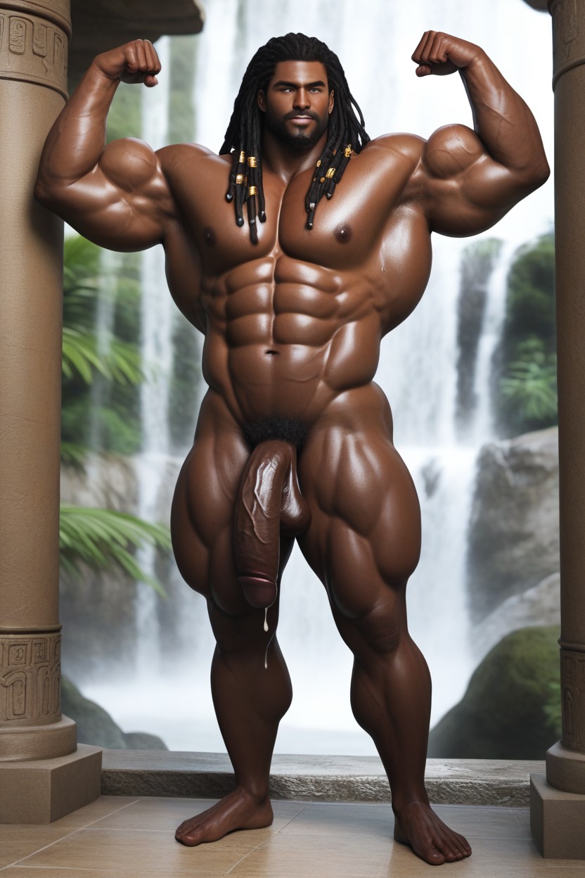 Black Skin, Very Dark Skin, Standing AI Gay Porn