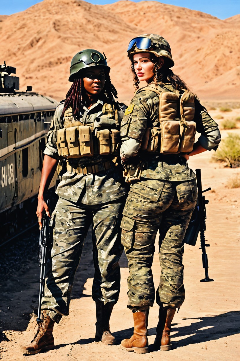 Standing, Holding A M Rifle, Thick Calves AI Porn