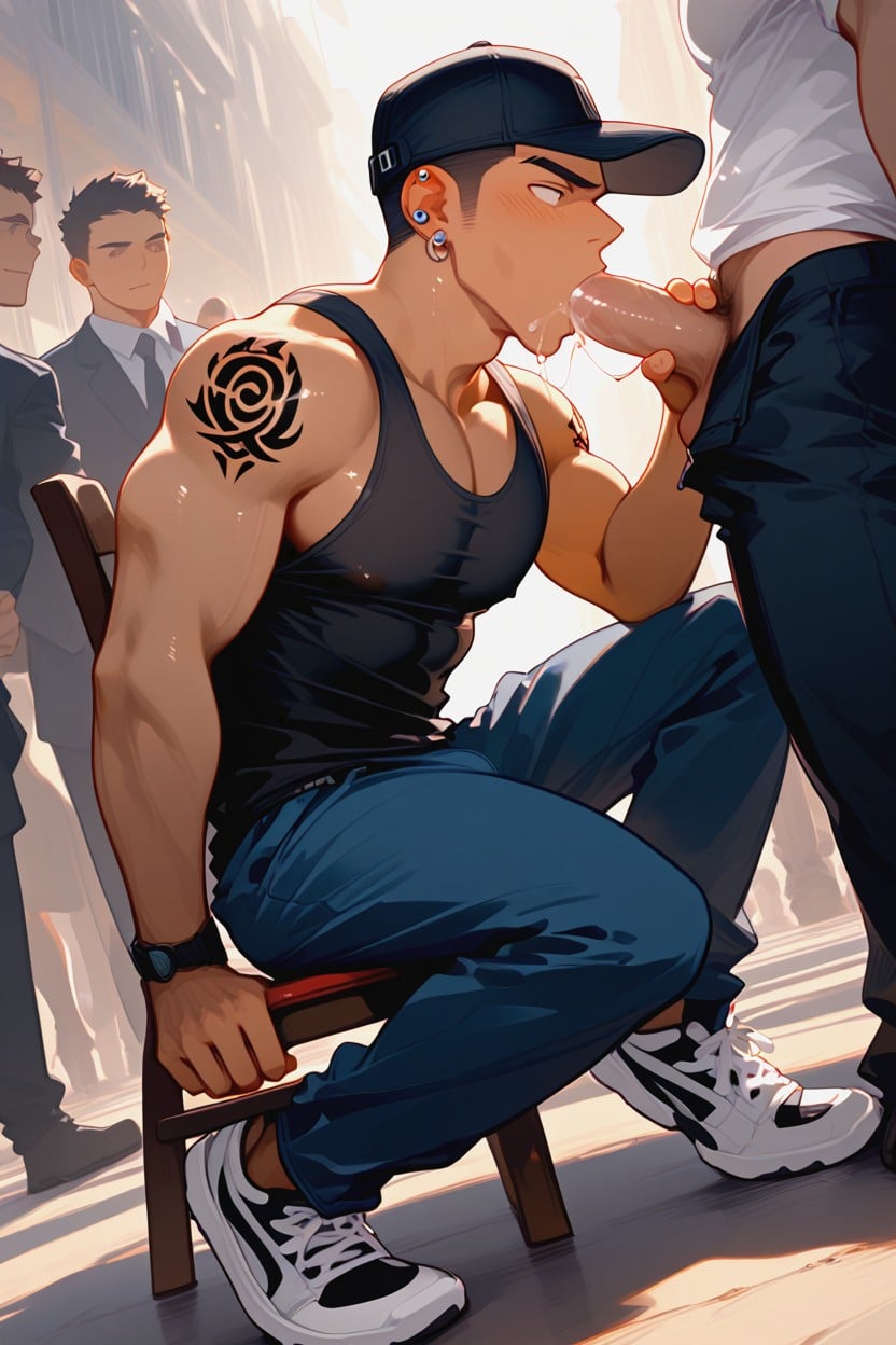 Broad Shoulders, Side View, Throat Bulge AI Gay Porn
