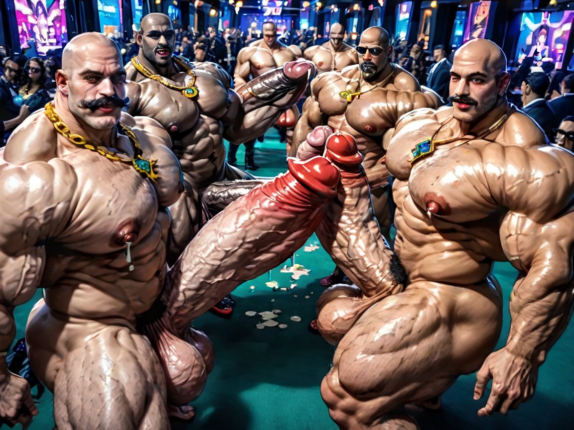 Naked, Gay Gangbang, Oversized Muscles AI Gay Porn