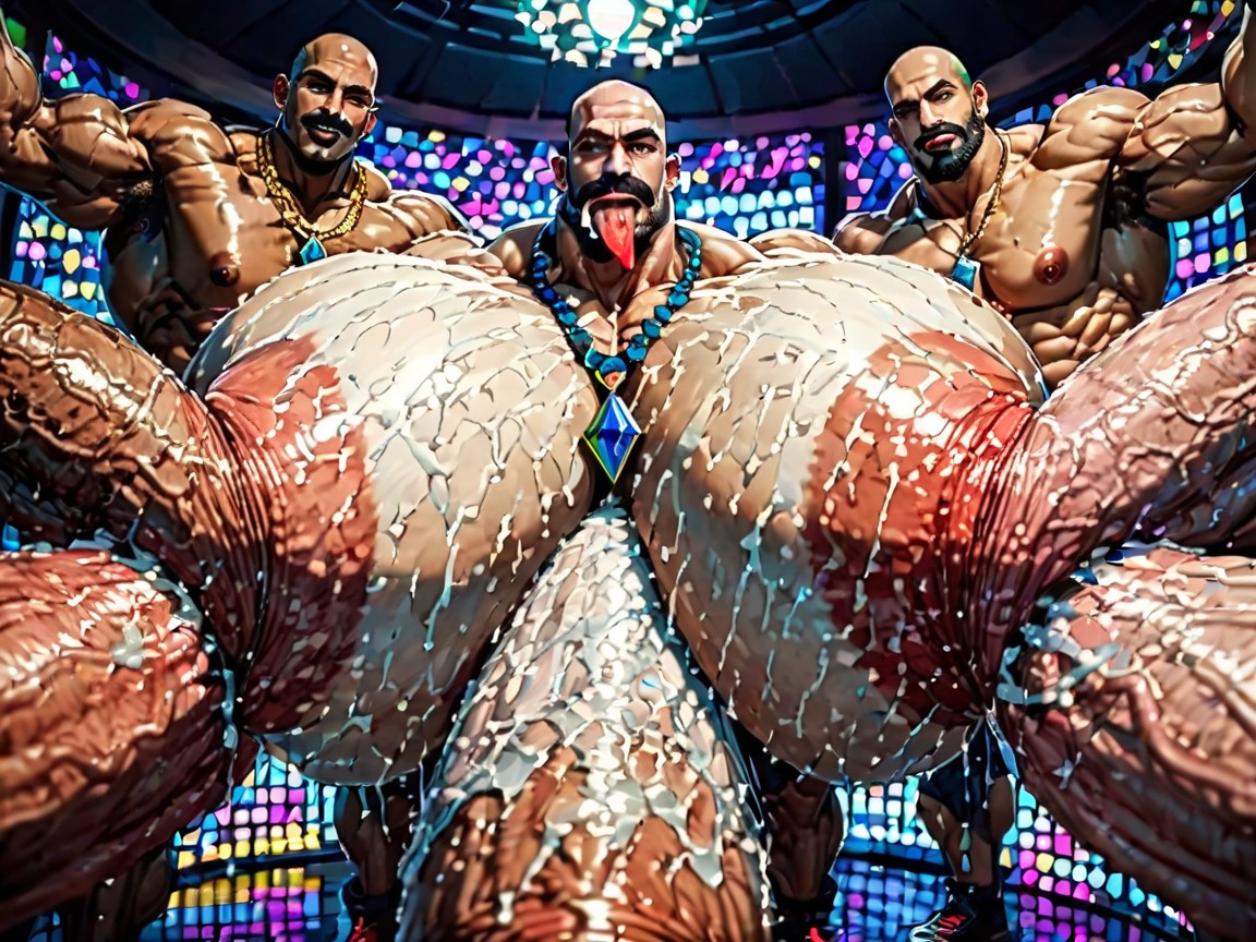 Hyper Boobs, Impossibly Long Hyper Penis, Hyper Bulky Tanned Skin AI Gay Porn