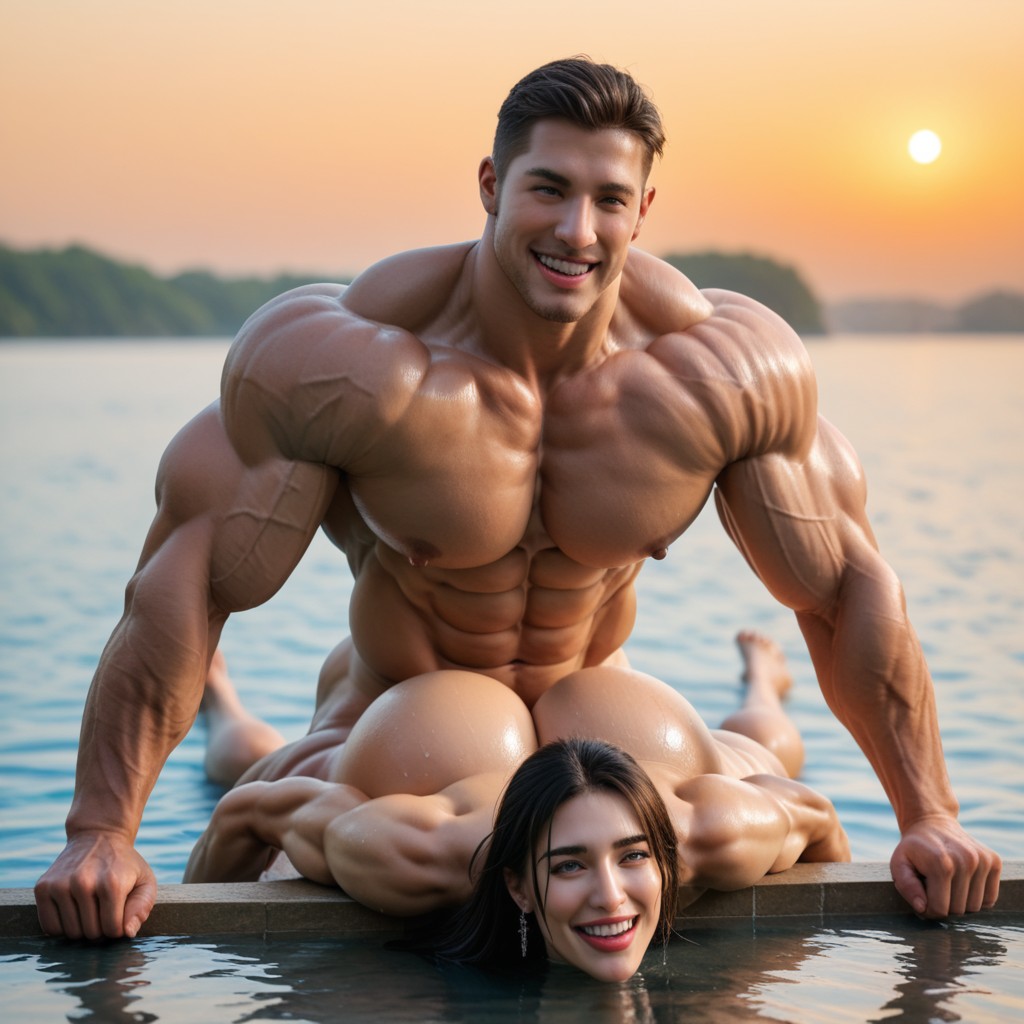 Damp Body, Well Developed Vessels, Huge Muscles Porno asiático IA