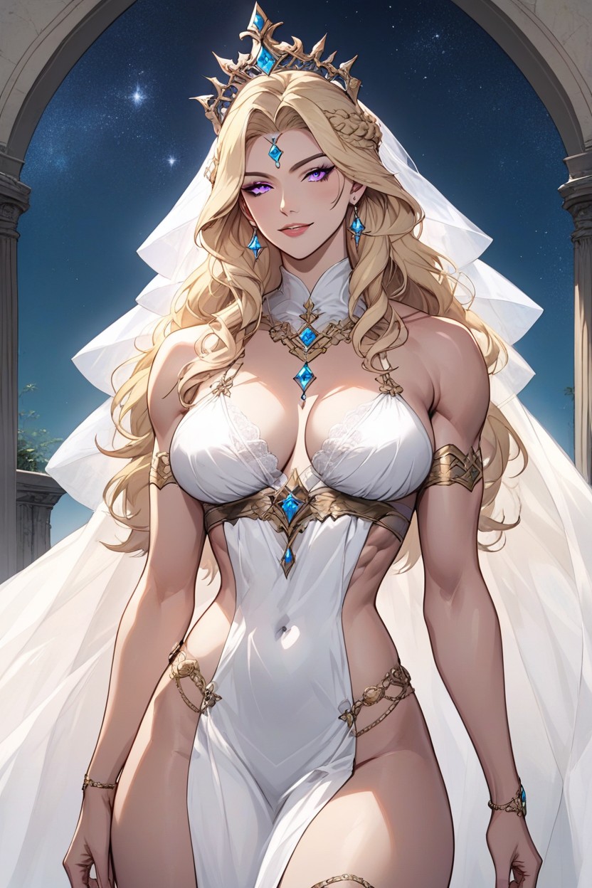 Pelo Rubio, Straight Hair Cascading Down Her Back, And A Flowing Cape Hentai IA