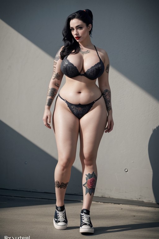 Massive Breast, Cinematic Fashion Portrait Entire Figure From Head To Toe Fully Visible, Harley Quinn From Dc Universe AI Porn
