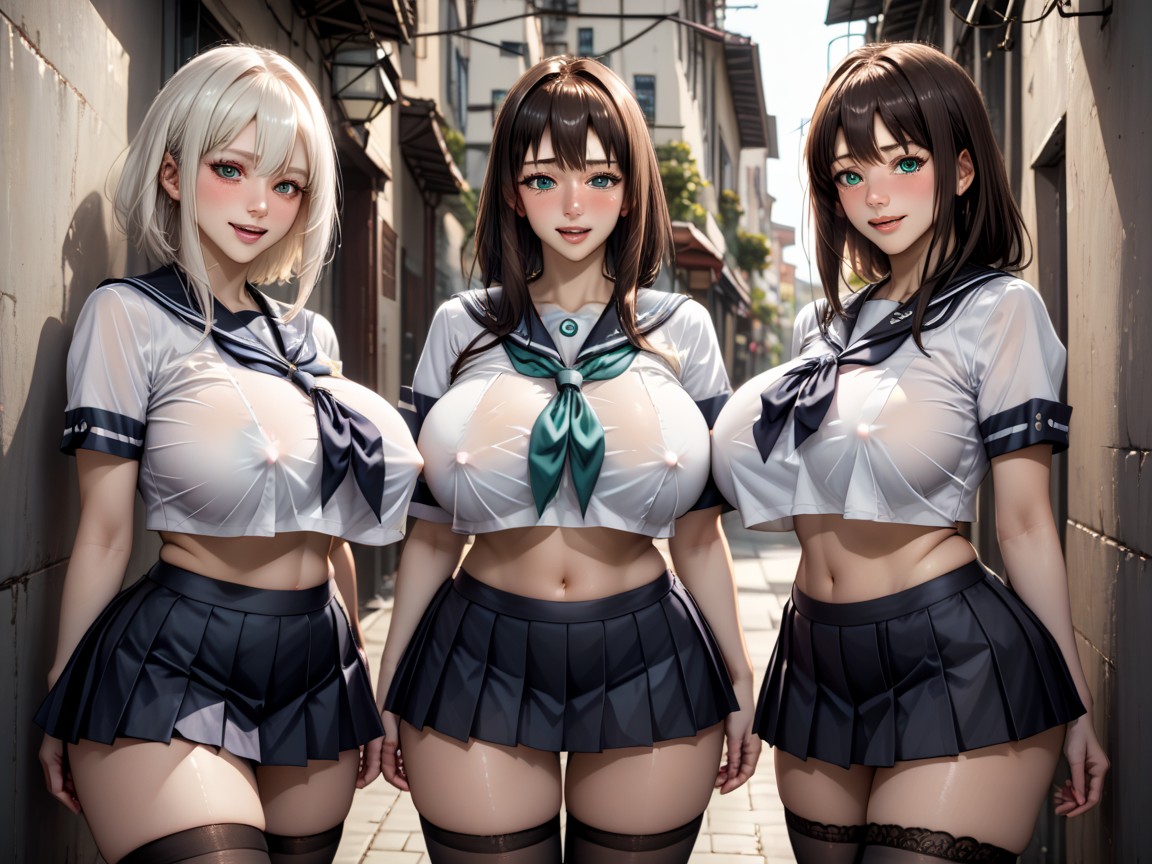 Looking At Viewer, White Skin, Ultra White Pale Skin AI Porn