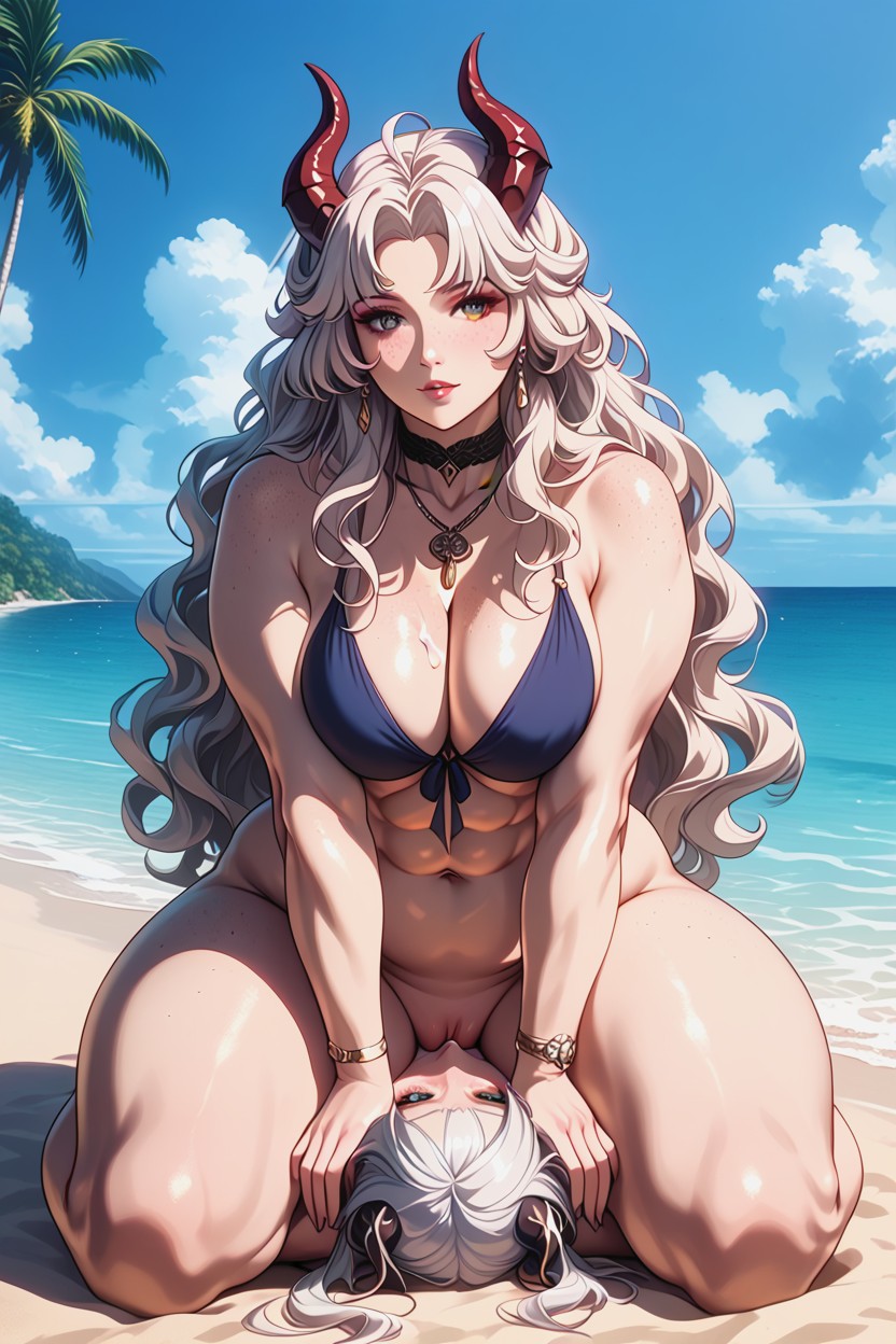 Succubus, Pussy Vulva, White Hair AI Porn