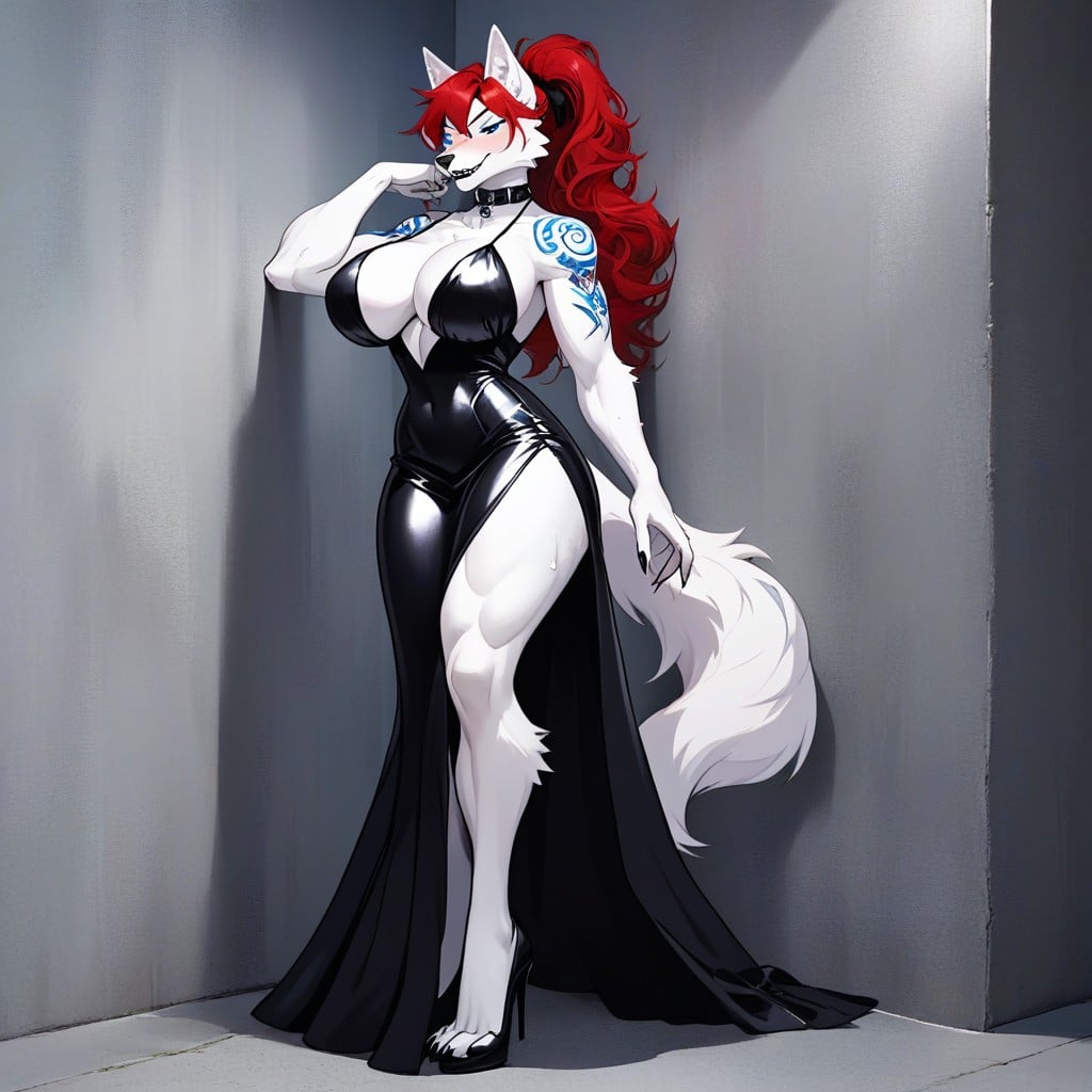 Black Latex Dress, Big Ass, Wolf Body Furry IA