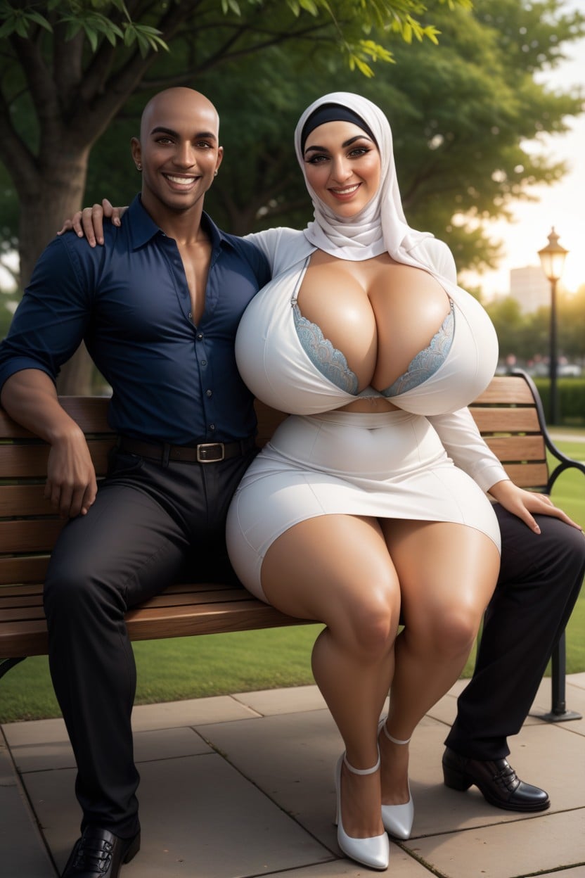 Wearing Pant Shirt, Woman Wearing White Colour Hijab, Kolossale Brust Hentai KI Porno