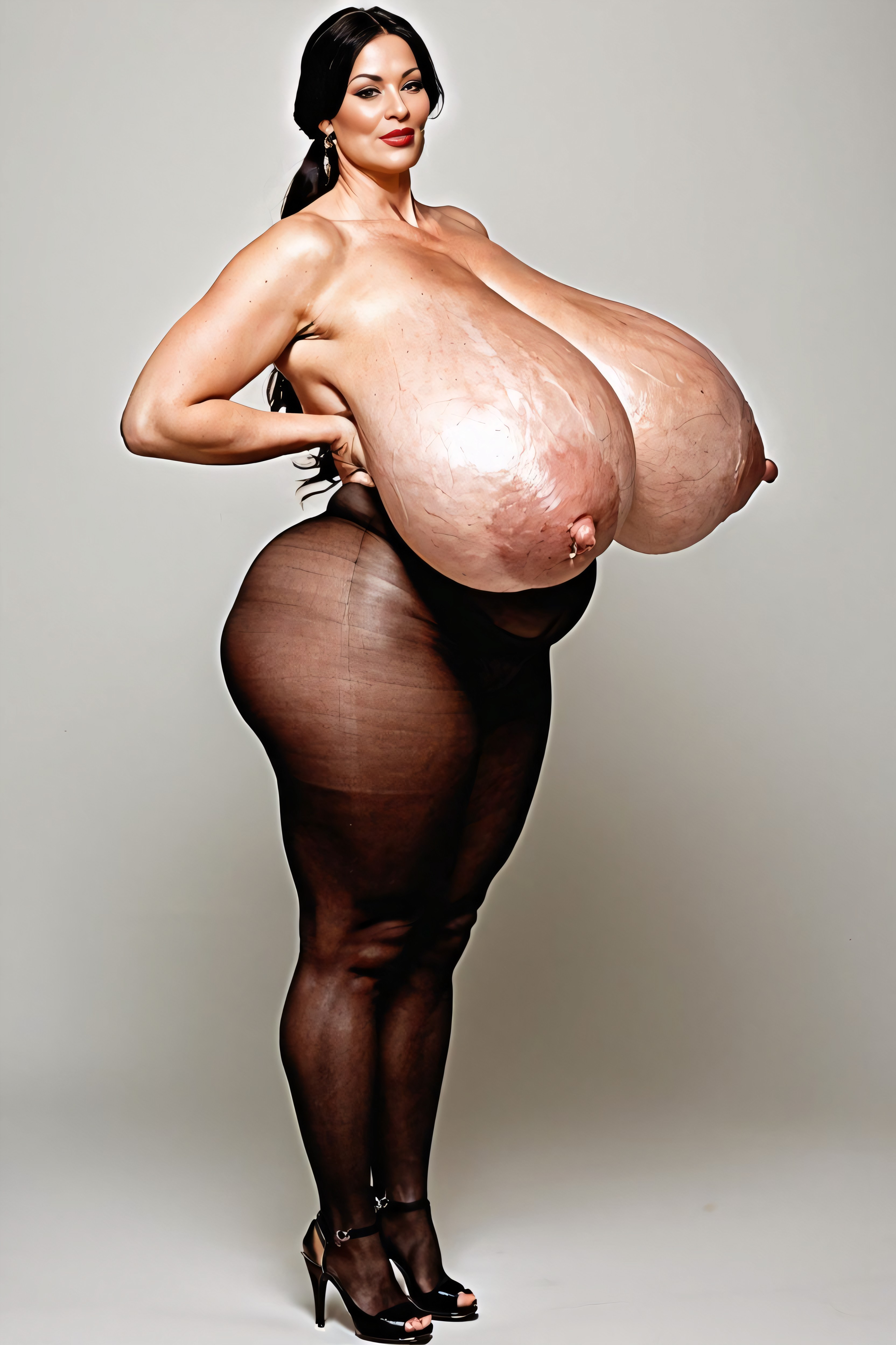 Extremely Saggy Tits, Gigantic Breasts, Pink Nipples AI Porn