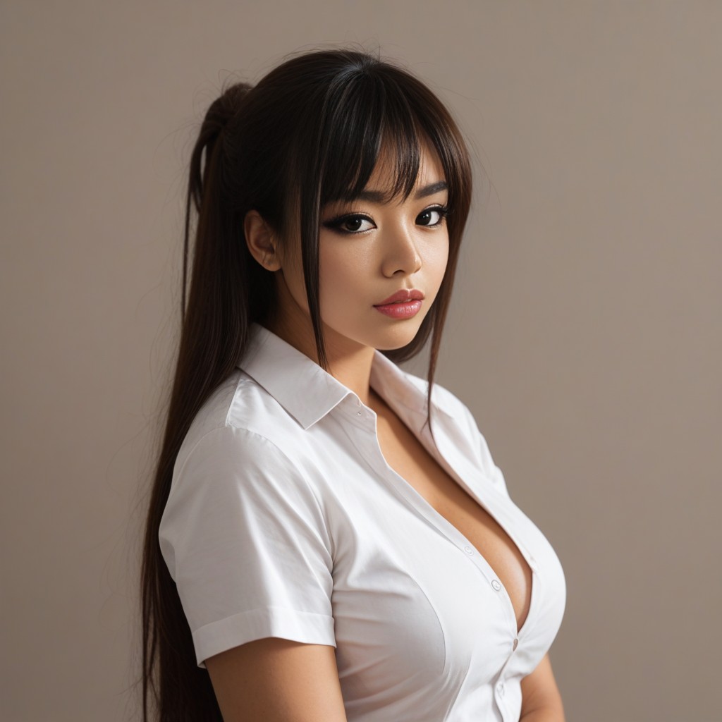 Office Shirt, Black Hair, Arms Crossed AI Porn