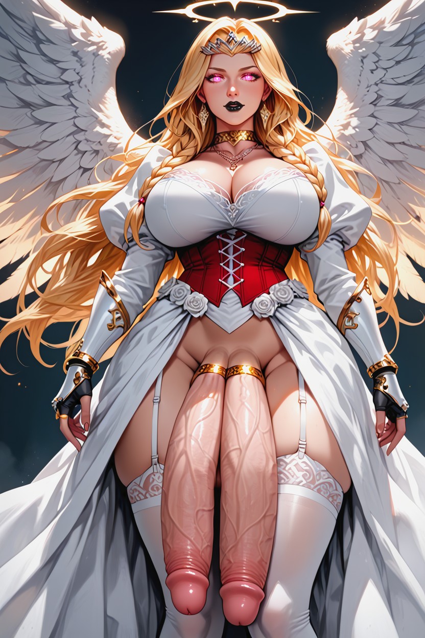 20+, Red Corset, Penis Past Knee Shemale AI Porn
