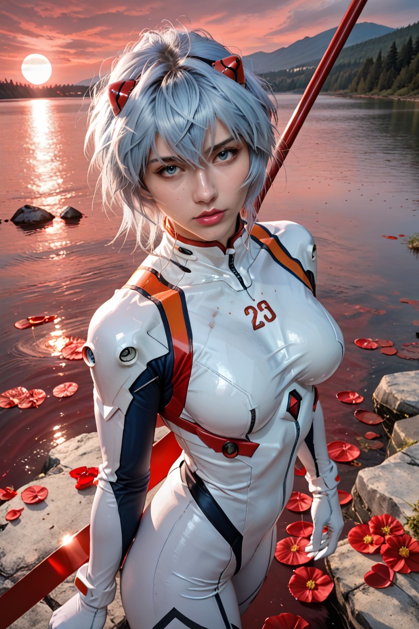 Hdr, Thick Lips, White Leather Tight Bodysuit With Glowing Effect AI Porn
