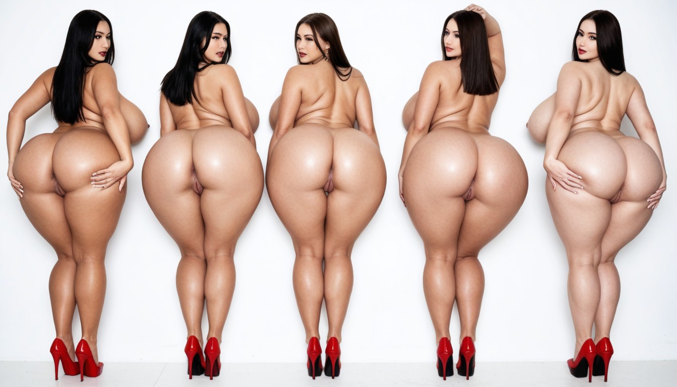 Black Hair, Exaggerated Wasp Waist, Legs Straight BBW AI Porn