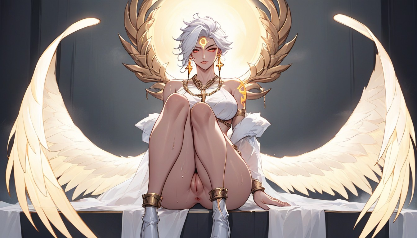 There Is A Golden Flame Mark On The Forehead, Arm Chain And Anklet, Hourglass Hentai AI Porn