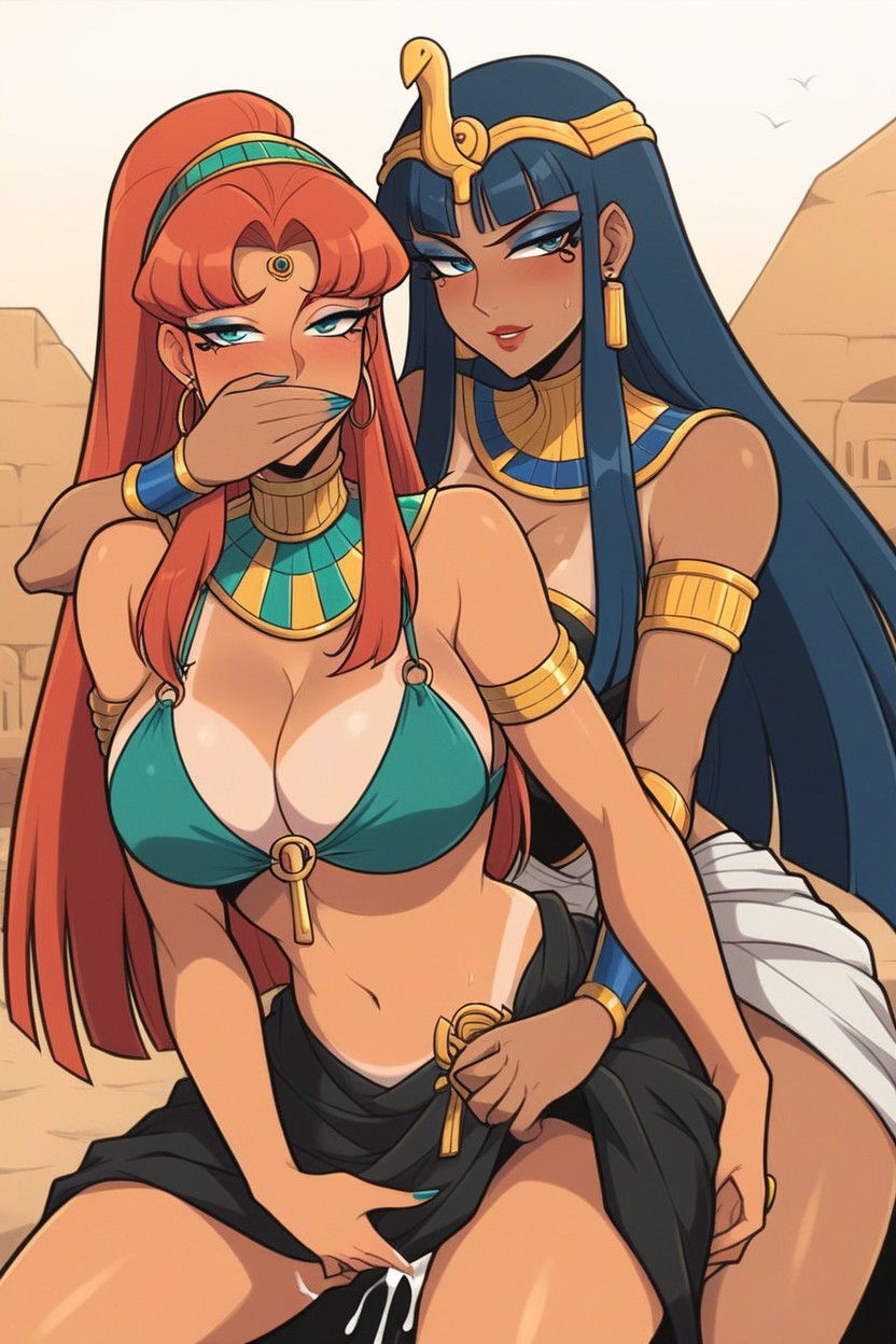 Tits Squeezed From Behind, Large Rounded Breast With Tan Line, Egyptian Hentai AI Porn