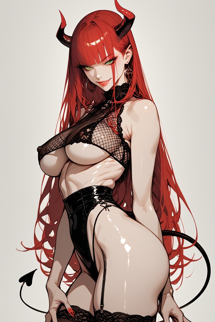 Black Transparent Top, Vista Lateral, Color Illustration Hentai IA