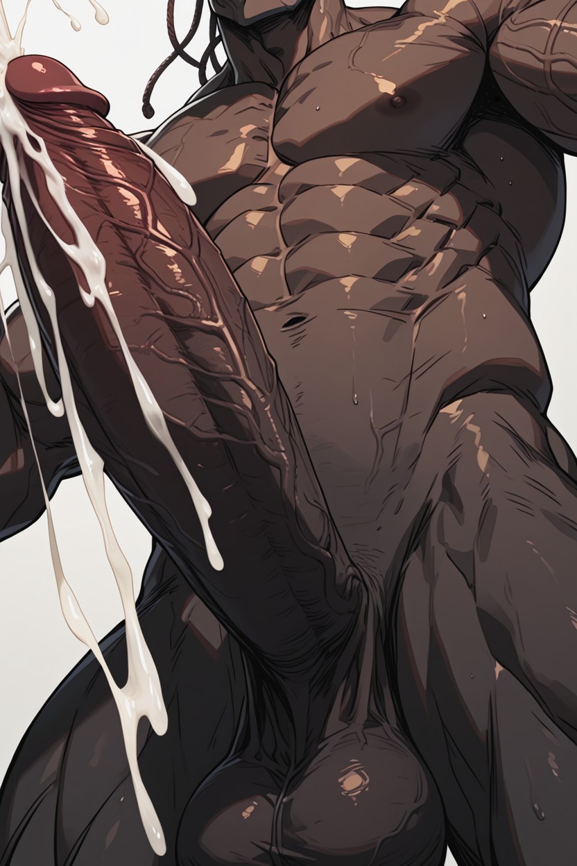 Front View, Close Up, Hyper Bulging Cock Veins AI Gay Porn