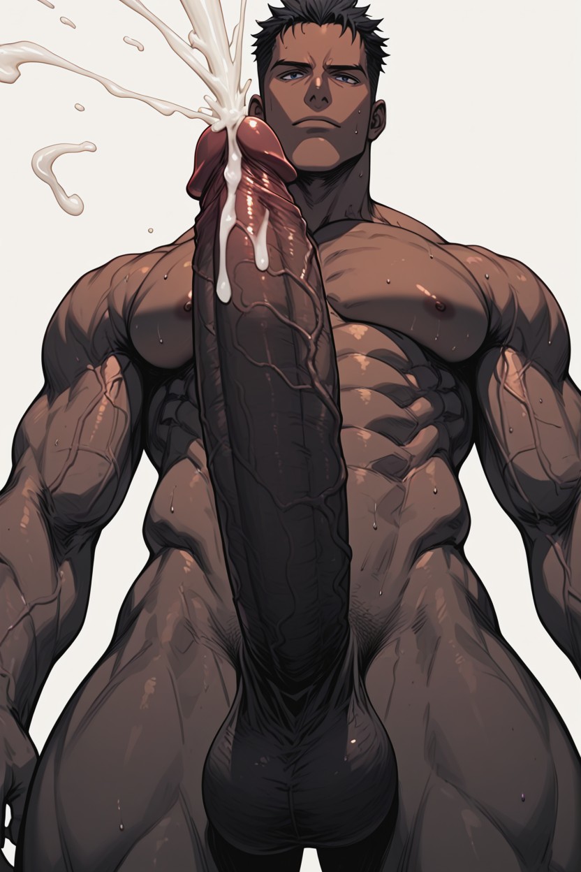 Thick Gooey Cum, Very Defined Muscles, Massive Thick Veiny Gigantic Cock AI Gay Porn
