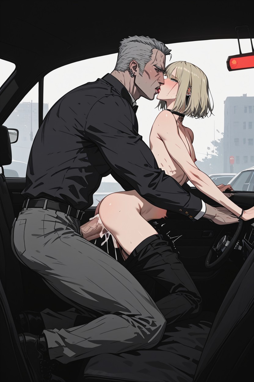 Blonde Man Is Bottom, Kissing, Pierced Nipple Porno gay IA