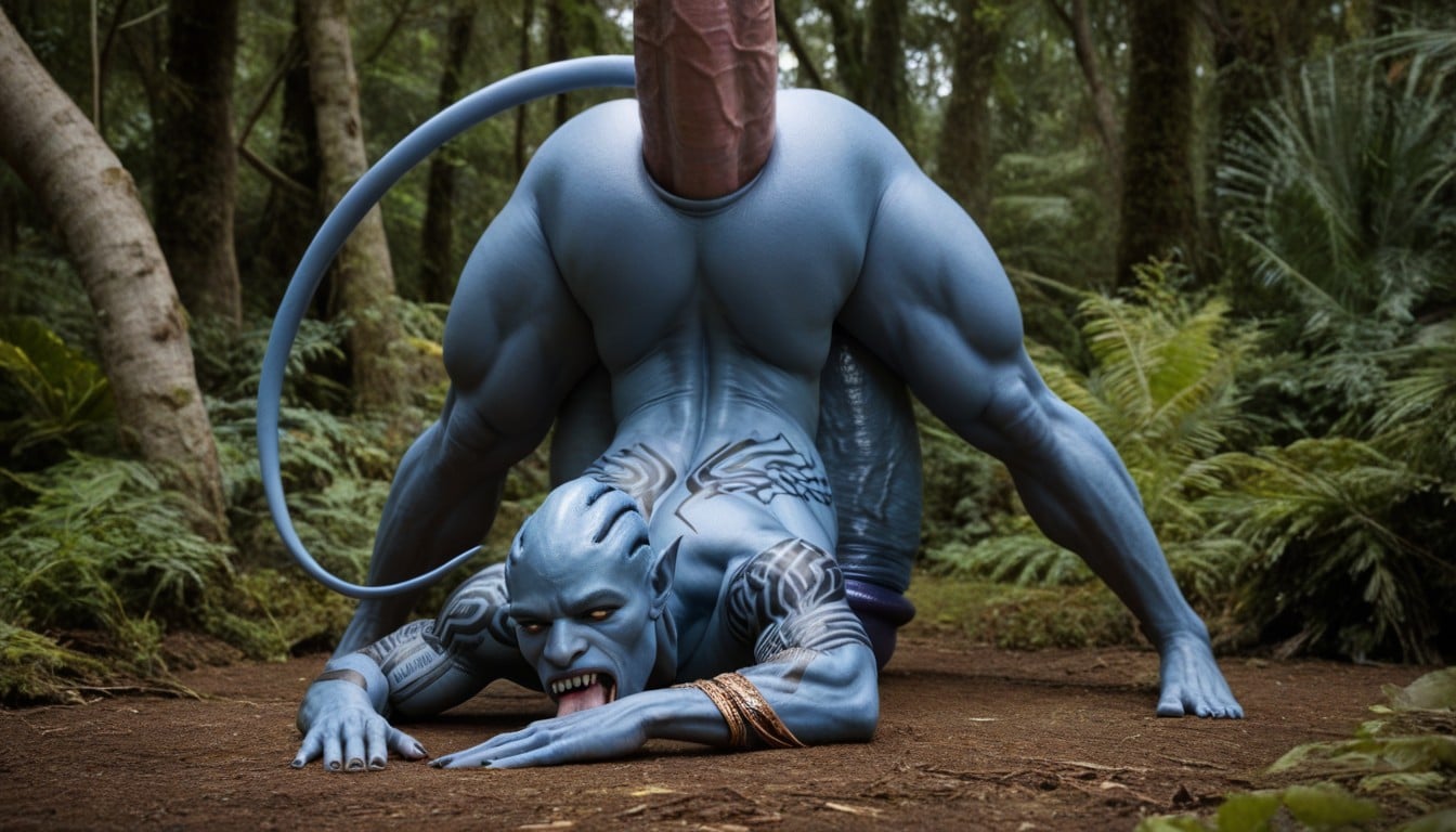 Long Canines, Massive Treesized Cock Impaled The Body Anal And Out Of Mouth, Colossal Elongated Body KI Schwulenporno