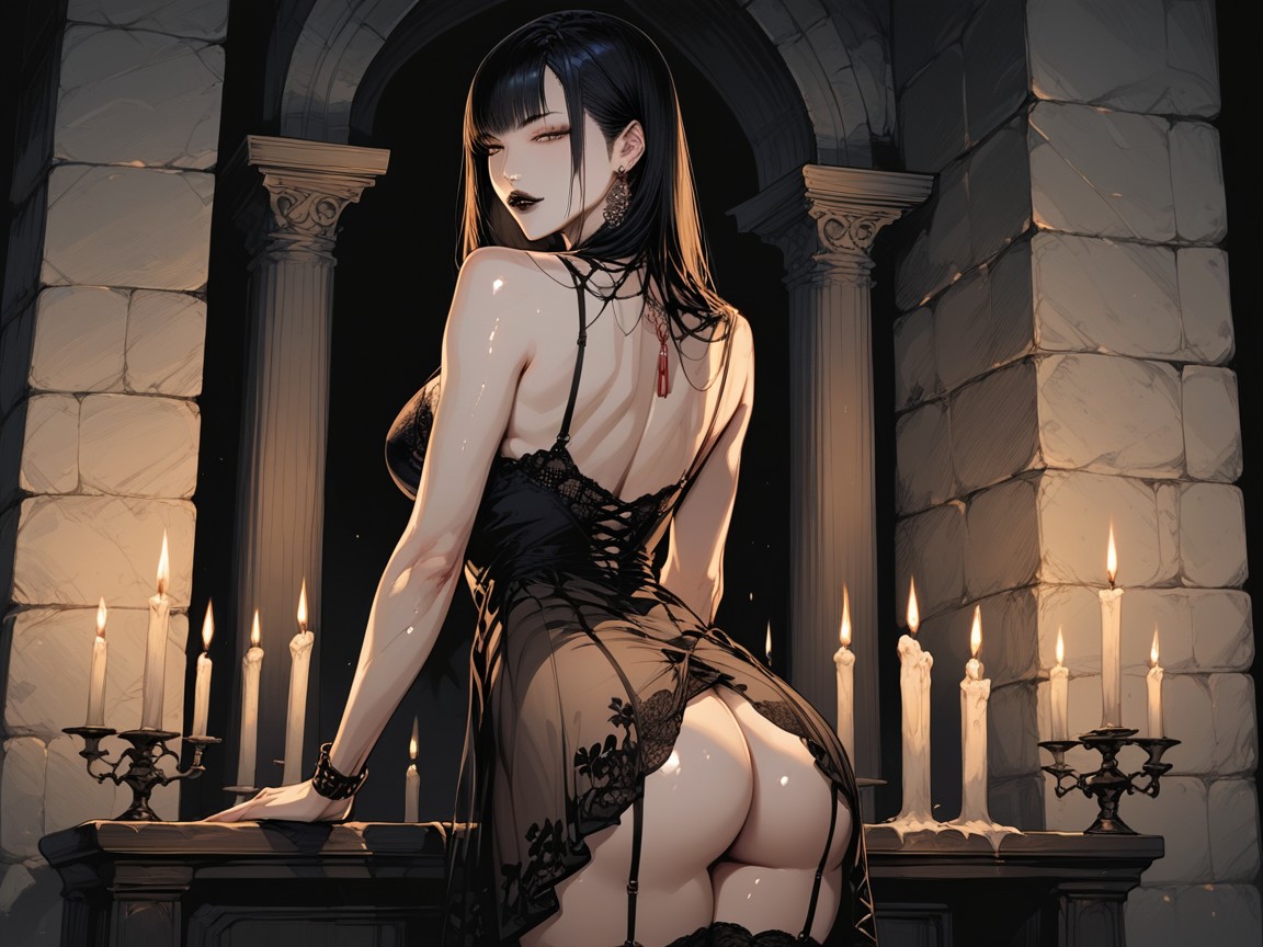Naked Ass, Realistic Shading, Anime Style Hentai IA