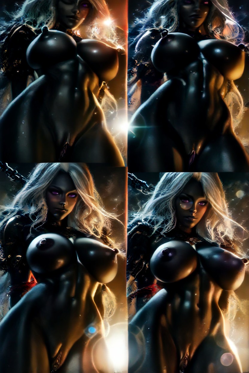 Delicate Figure, Purple Nipples, Jet Black Skin Woman Hentai IA