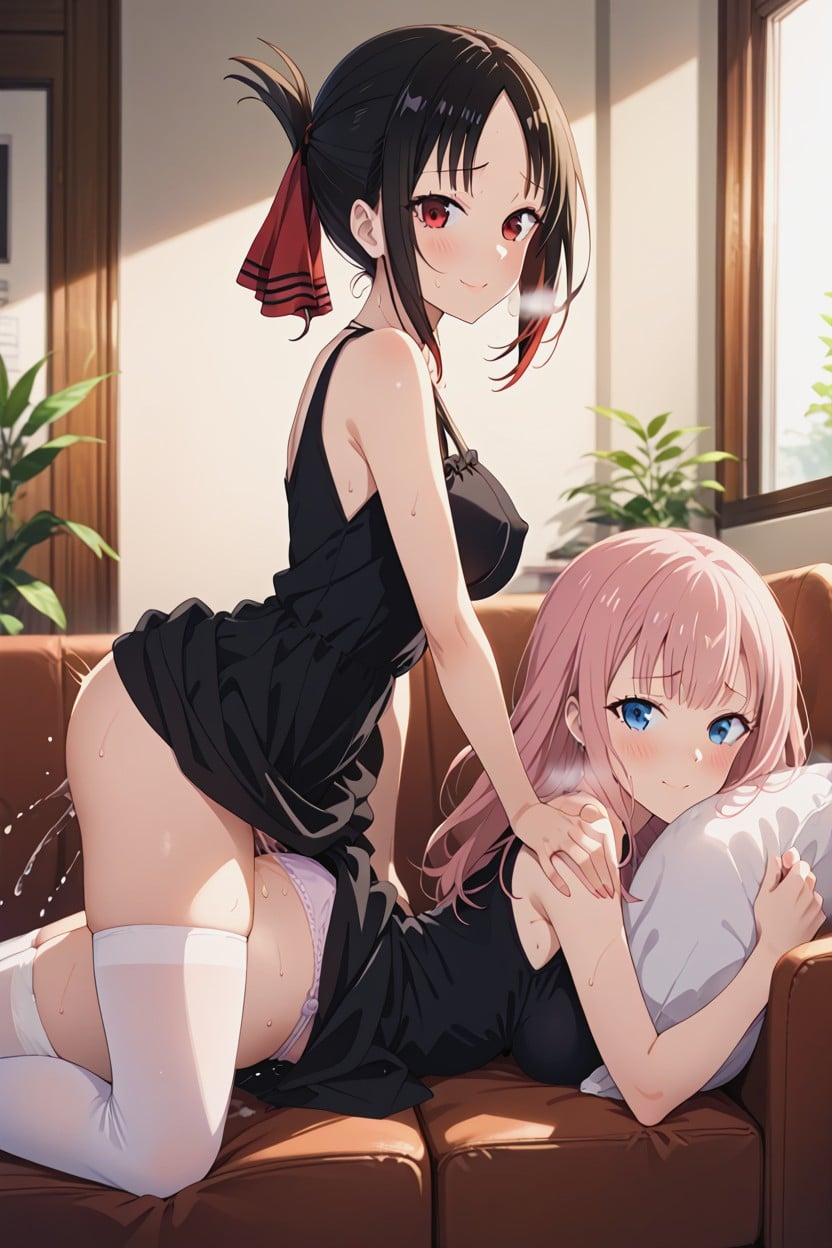 Low Dress, Pressing A Pillow, Visible Nipple Hentai IA