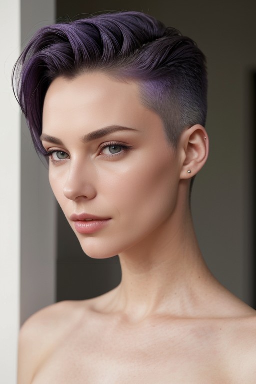 A Sharp Part Line From Temple To Crown, Tactile Beach Waves, High Fashion Shoot AI Porn