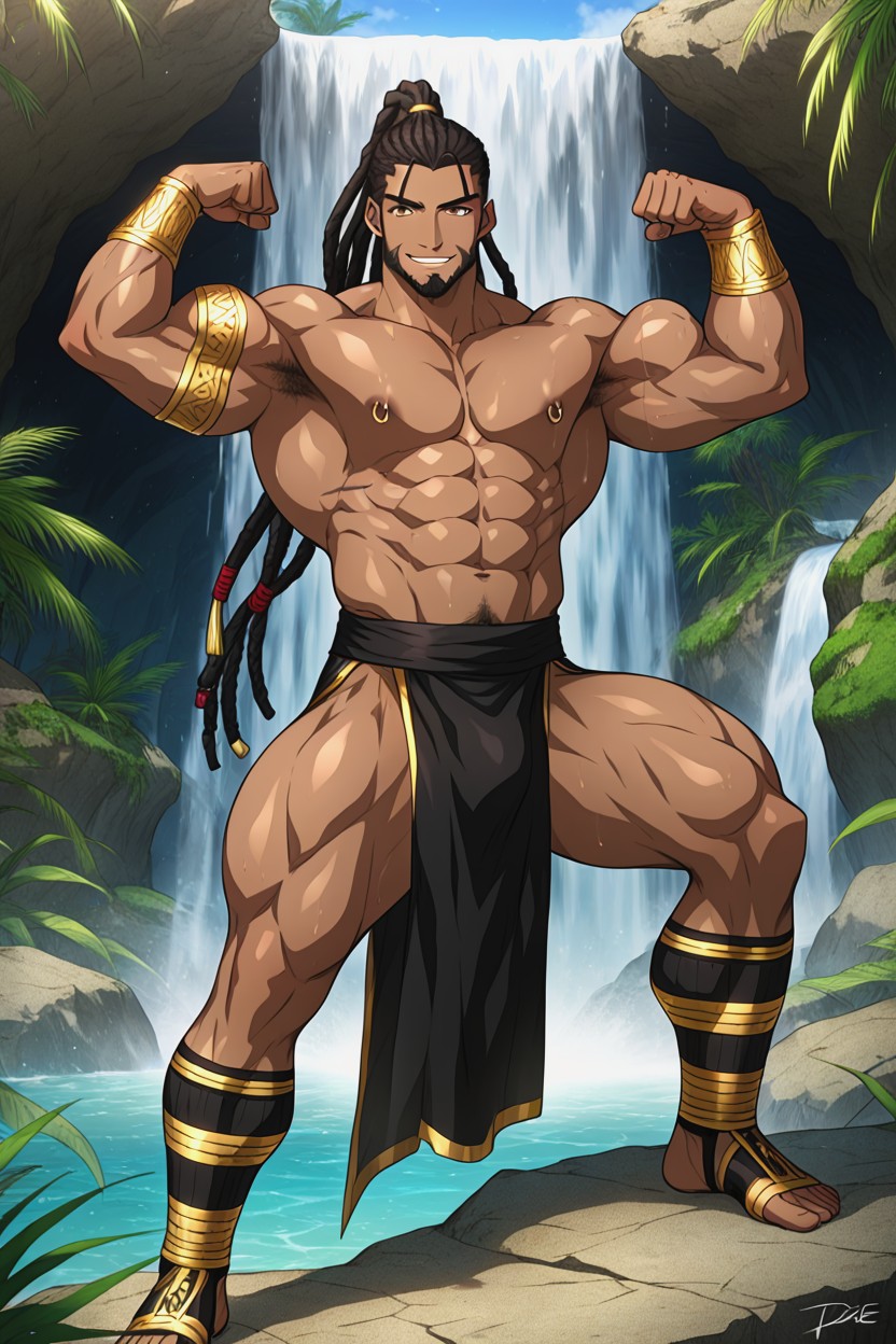 Big Muscles, Dread Locks, Waterfall 게이 AI 포르노