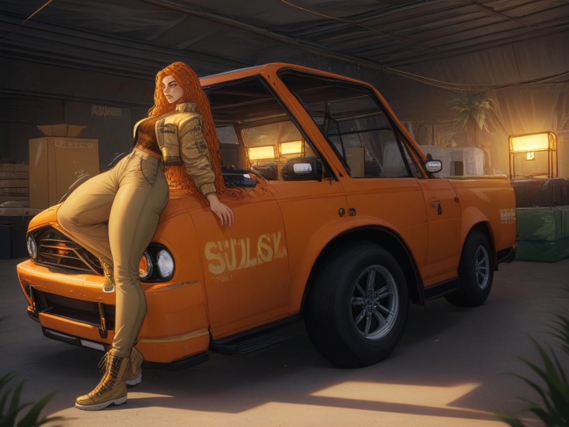 Nsfw, Gold Cargo Pants, Warm Lantern Light Against Cool Oasis Shadows Porno latina IA