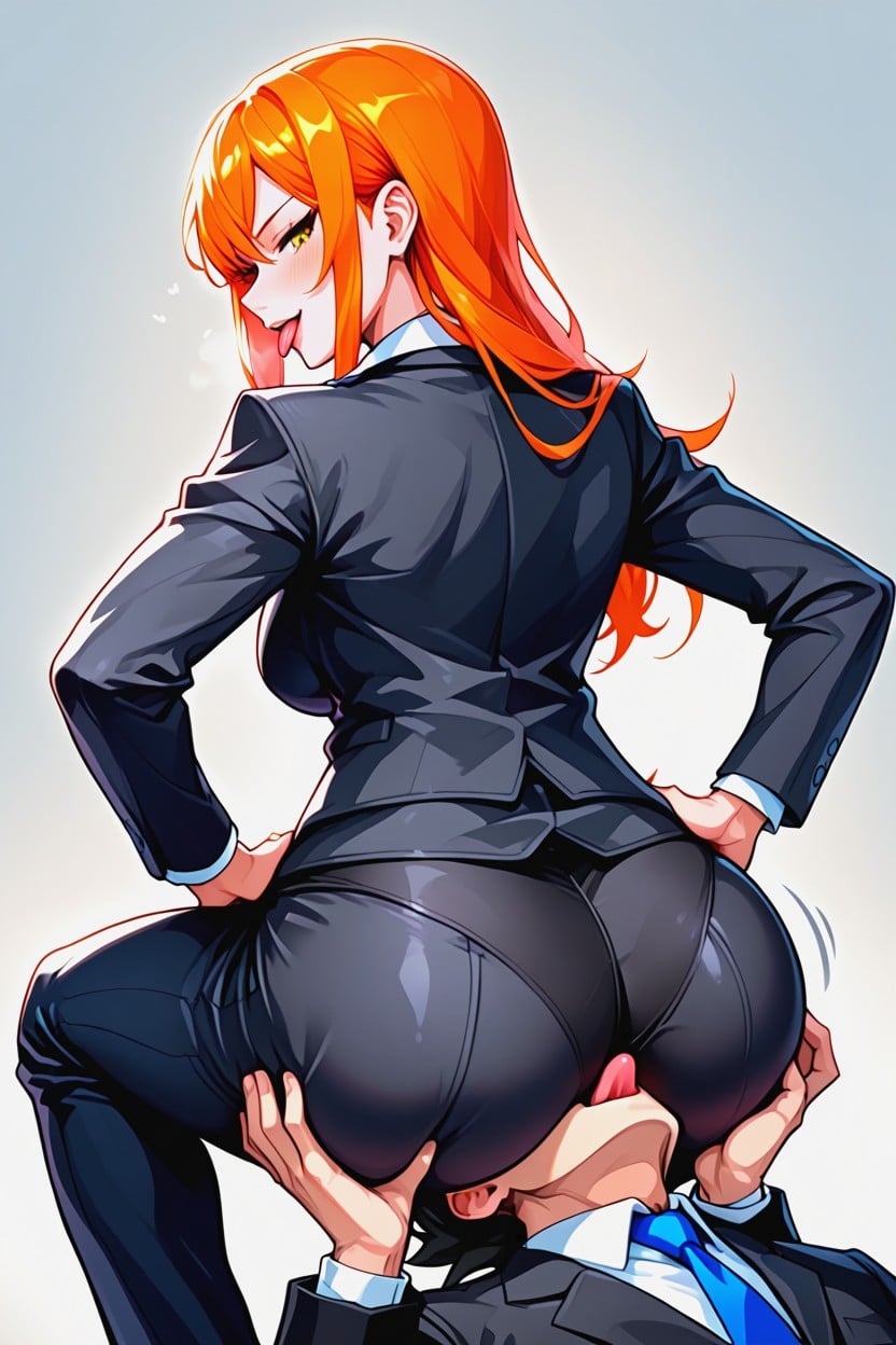 Facesitting, Tongue Licking Business Pants Ass Crack, Form Fitting Clothes AI Porn