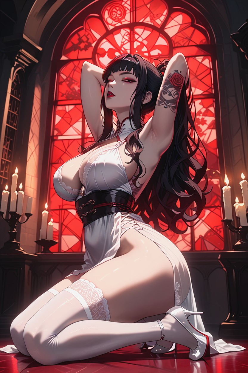 Tattoos, Arms Up, Side View Hentai AI Porn