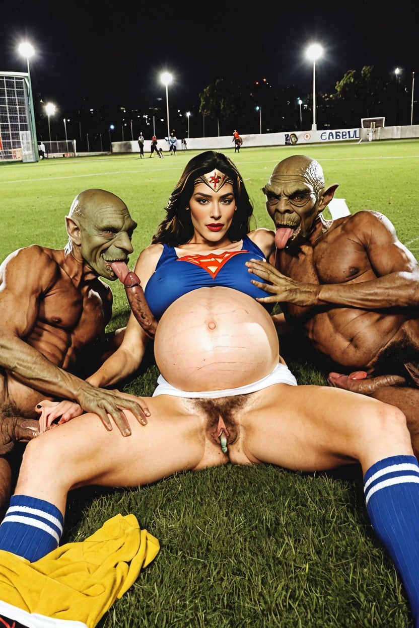 Basketball, Huge Pregnant Belly, Oiled Body AI Porn