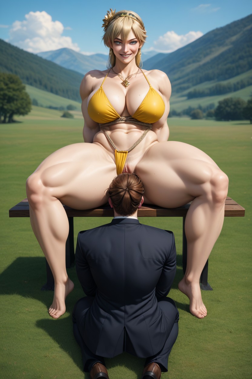 Strong Legs, Rope On Man's Hands, Massive Booty AI Porn