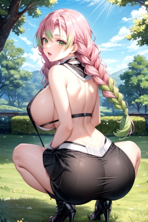 Skirt With Open Back, Large Breast, Beautiful Legs Hentai AI Porn