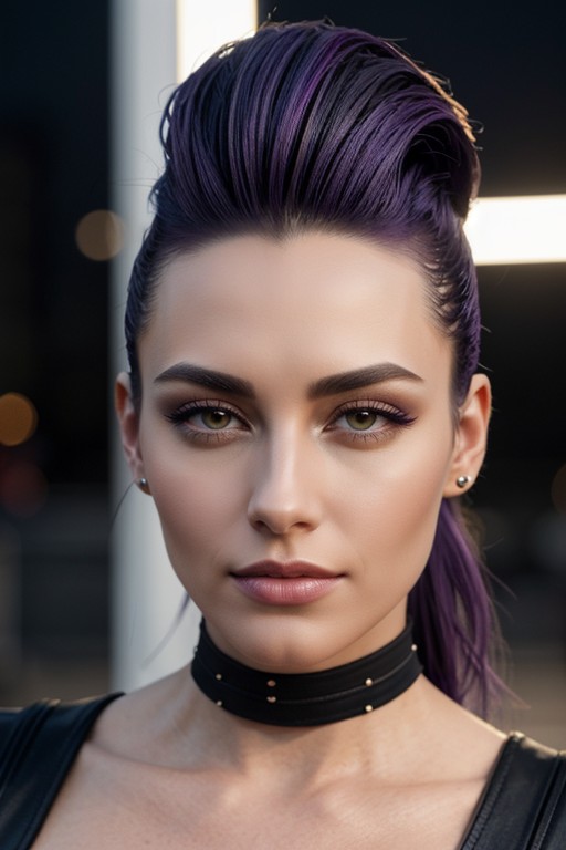 Dynamic Low Angle Dutch Angle Enhances Drama, Head Centered, Cyberpunk City AI Porn