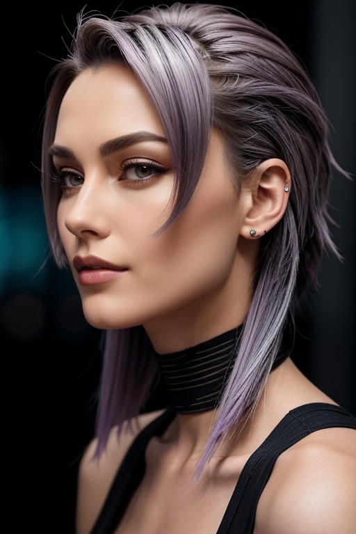 Selene From Underworld, Optical Focus On Mohawk Volume And Sculptural Texture, Bust Crop AI Porn