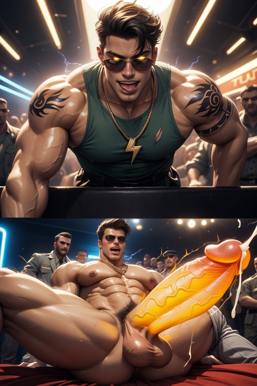 Blushing, Dark Sunglasses, Military Barracks AI Gay Porn
