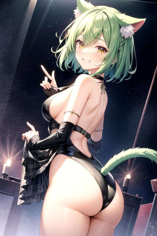 Grinning, Black Tail, Gold Eyes Hentai AI Porn