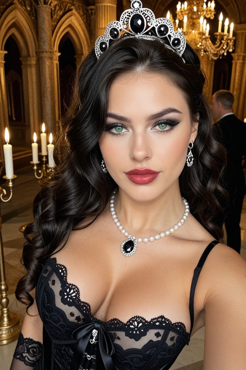 Glossy Red Lips, Editorial Fashion Look, Top Down AI Porn
