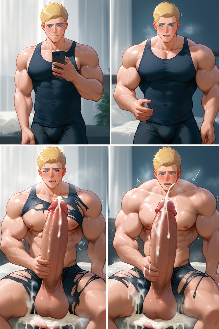 Face To Horny Face, Blonde, Balls Getting Bigger AI Gay Porn
